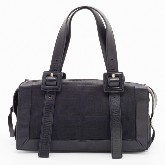 GIVENCHY Black Monogram Canvas and Leather Satchel Vintage Y2K - Picture 1 of 13